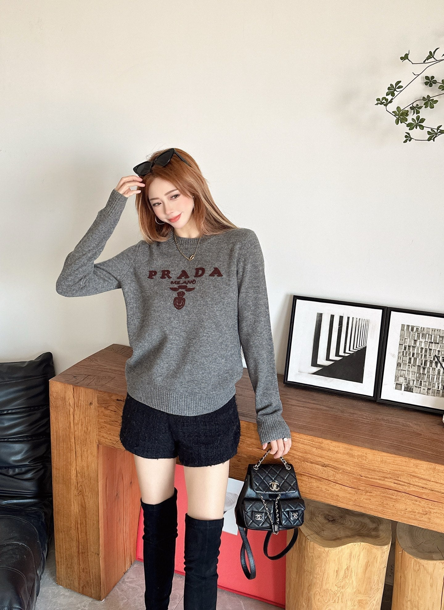 25FW latest simple pullover crew neck sweater