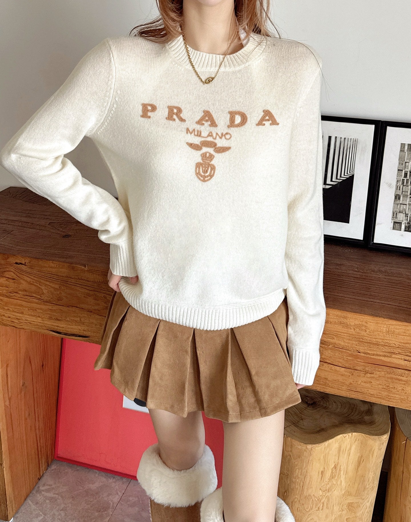 25FW latest simple pullover crew neck sweater