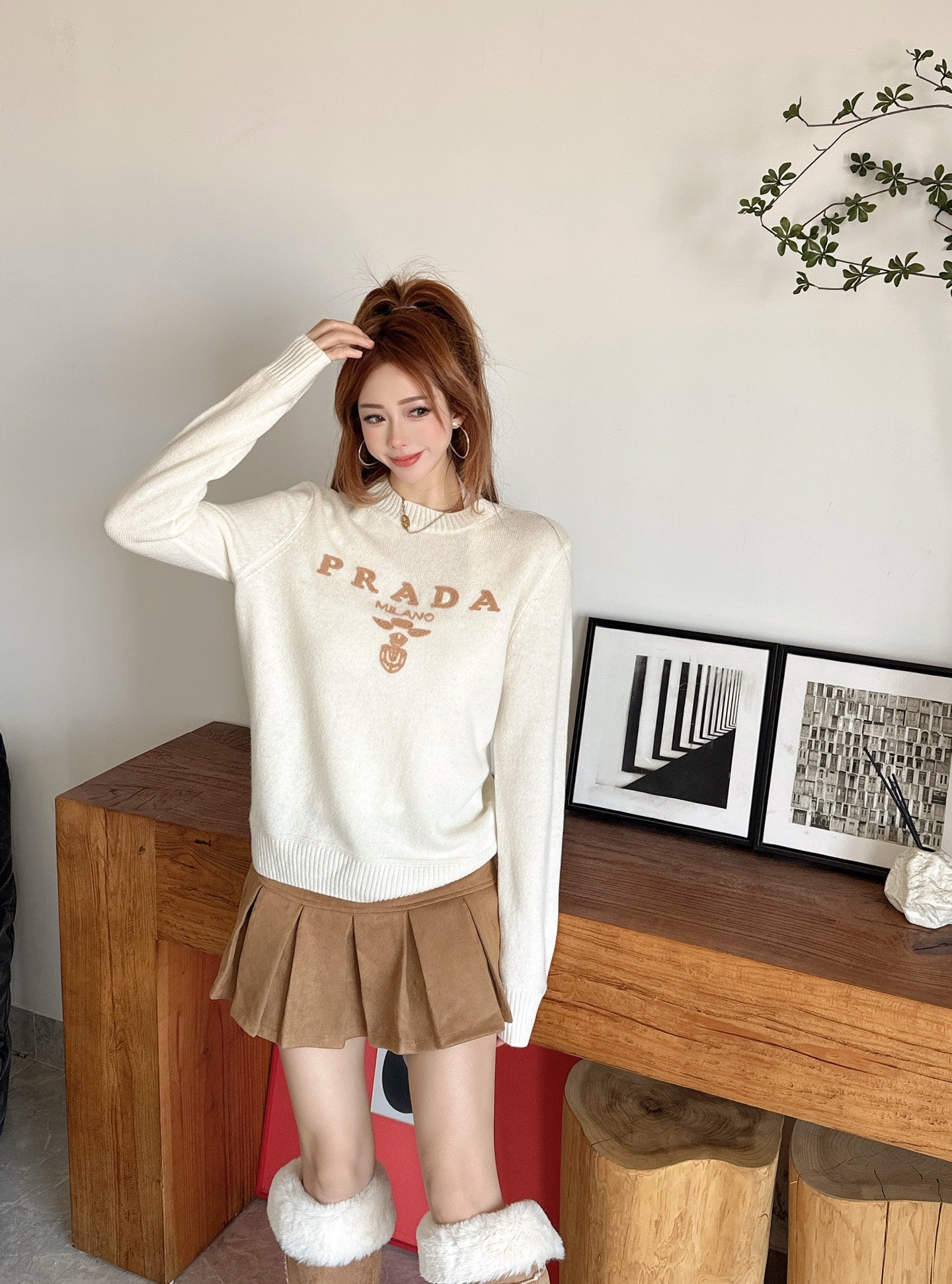 25FW latest simple pullover crew neck sweater