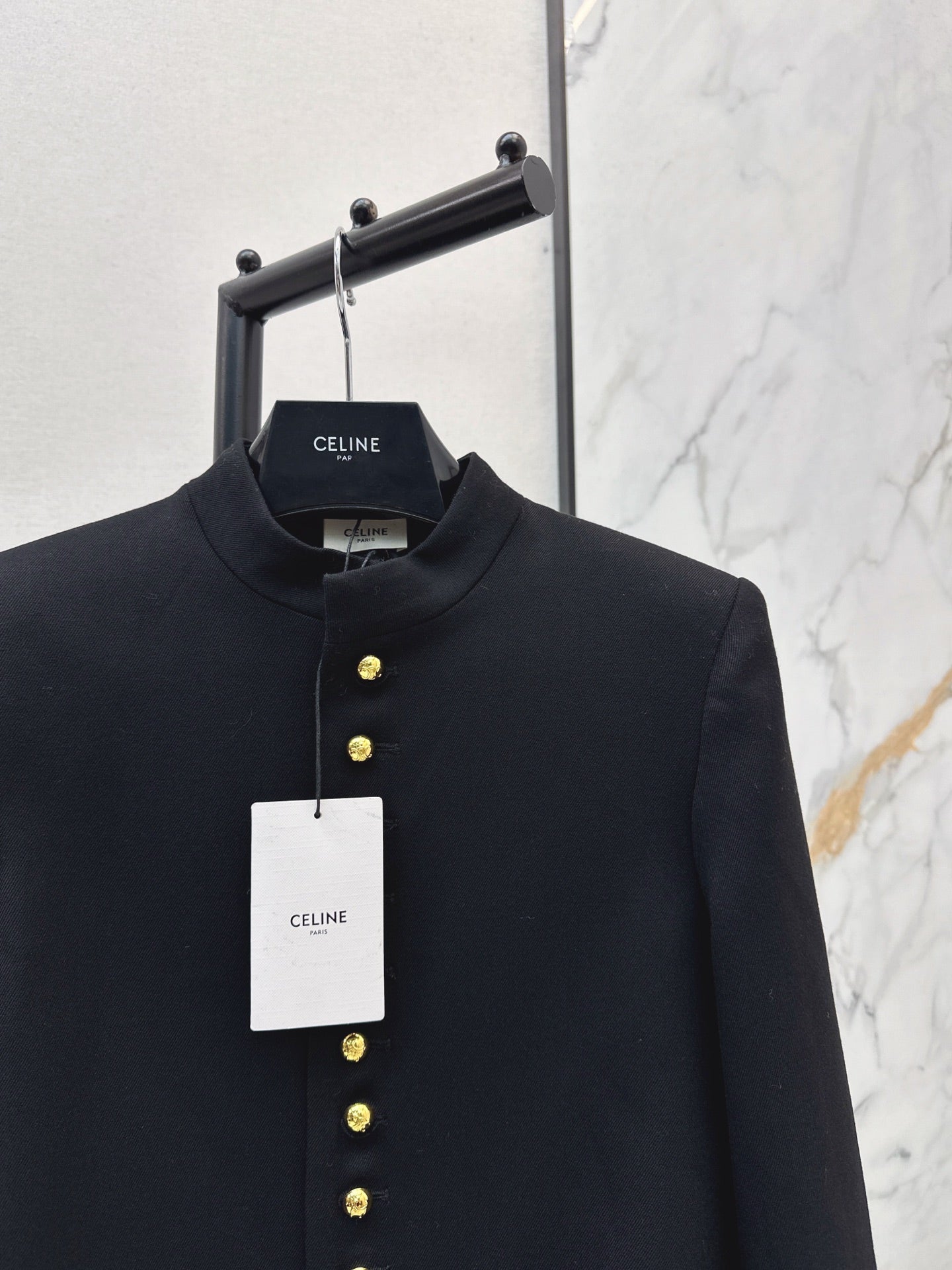 25FW latest black gold series Arc de Triomphe gold buckle decorative jacket