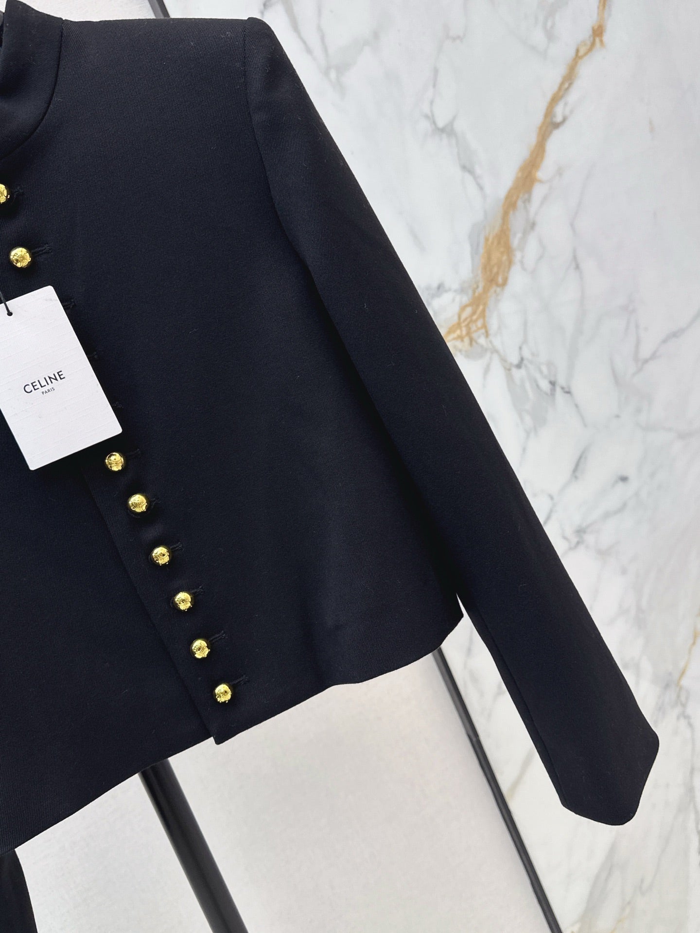 25FW latest black gold series Arc de Triomphe gold buckle decorative jacket