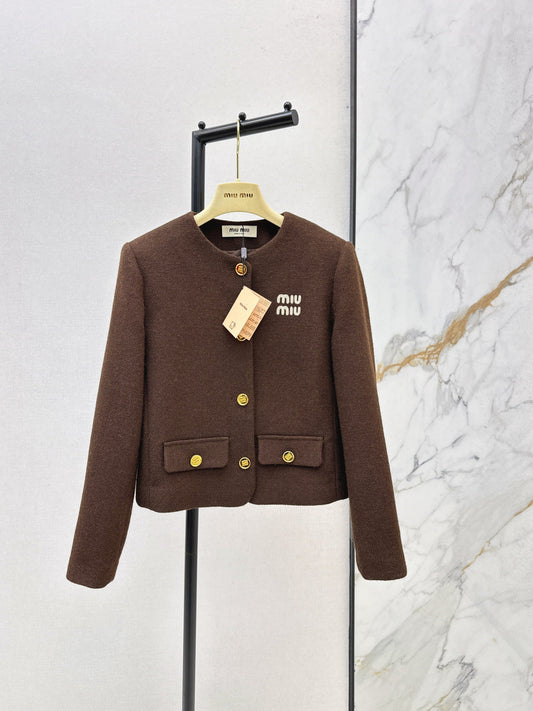 25FW New Maillard Coffee Color Round Neck Jacket