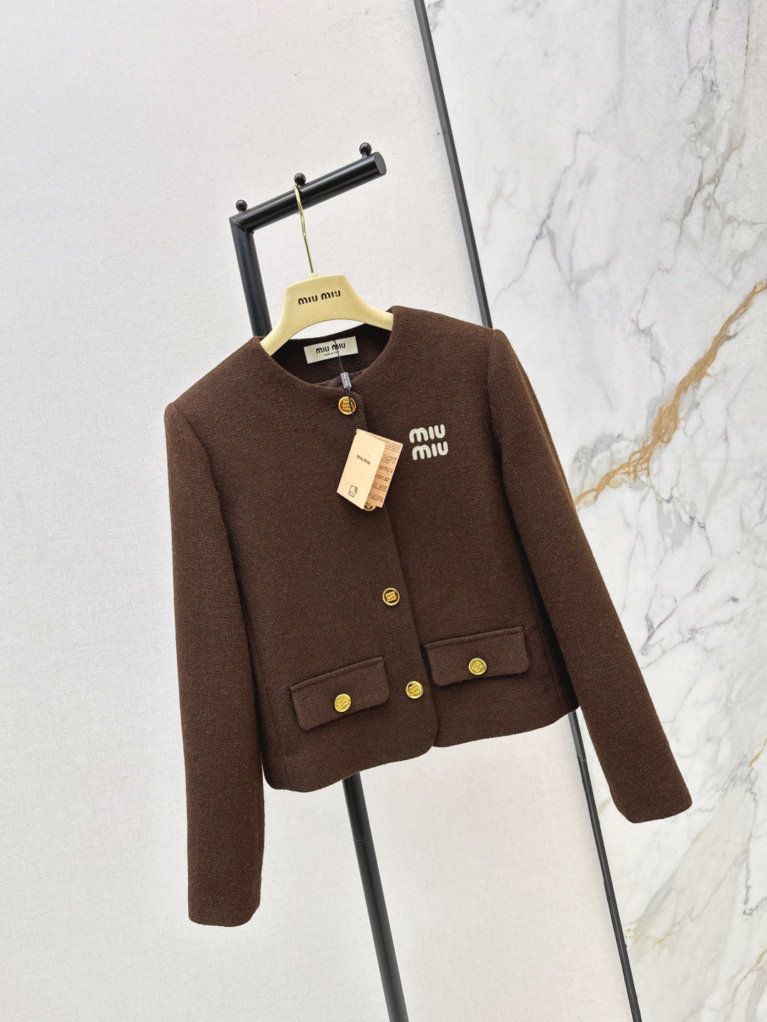 25FW New Maillard Coffee Color Round Neck Jacket