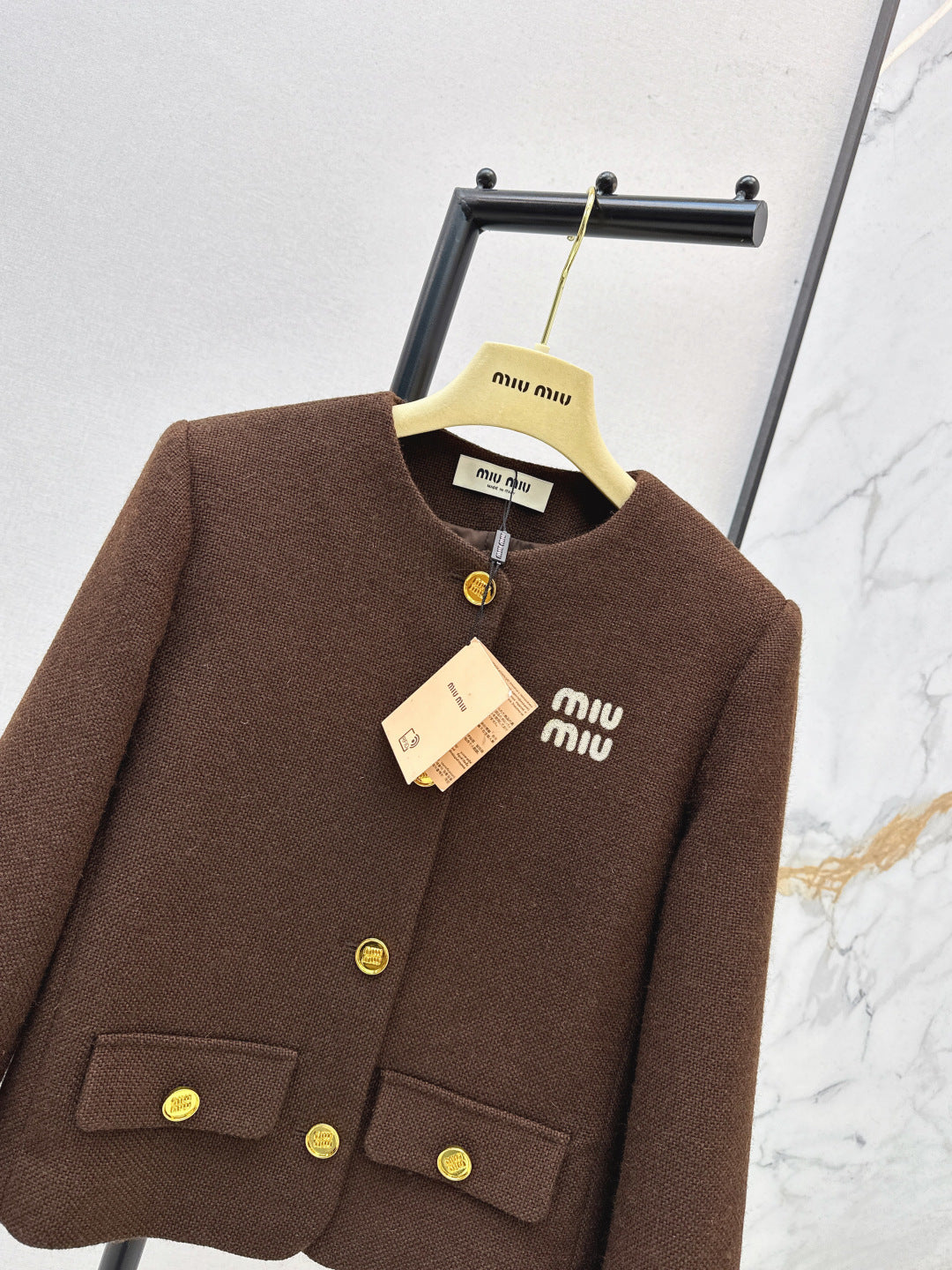 25FW New Maillard Coffee Color Round Neck Jacket