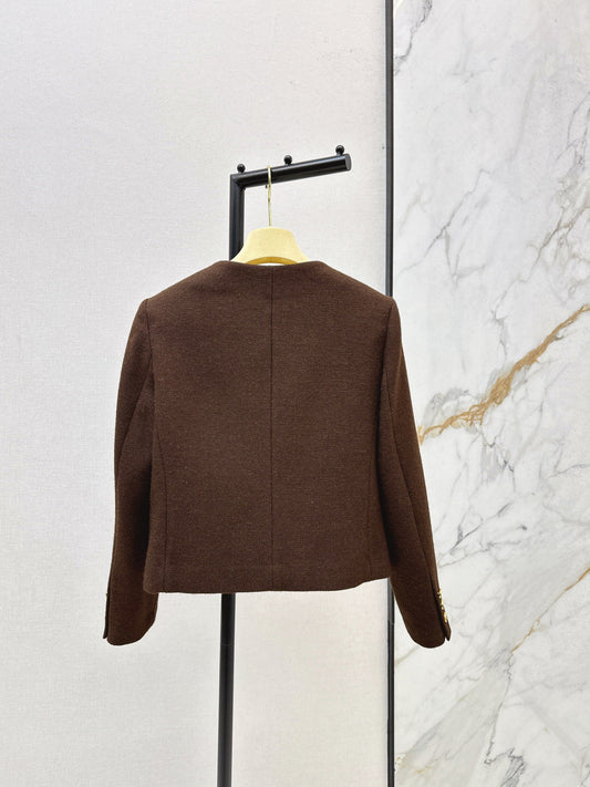 25FW New Maillard Coffee Color Round Neck Jacket