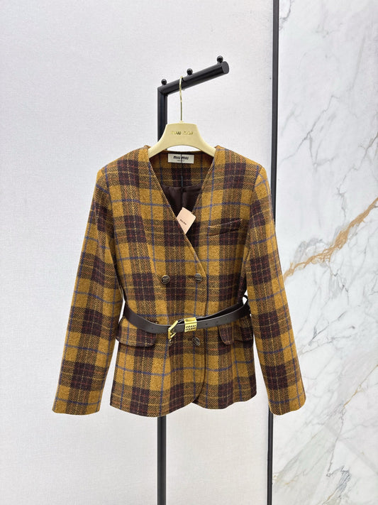 25FW new wool retro plaid jacket