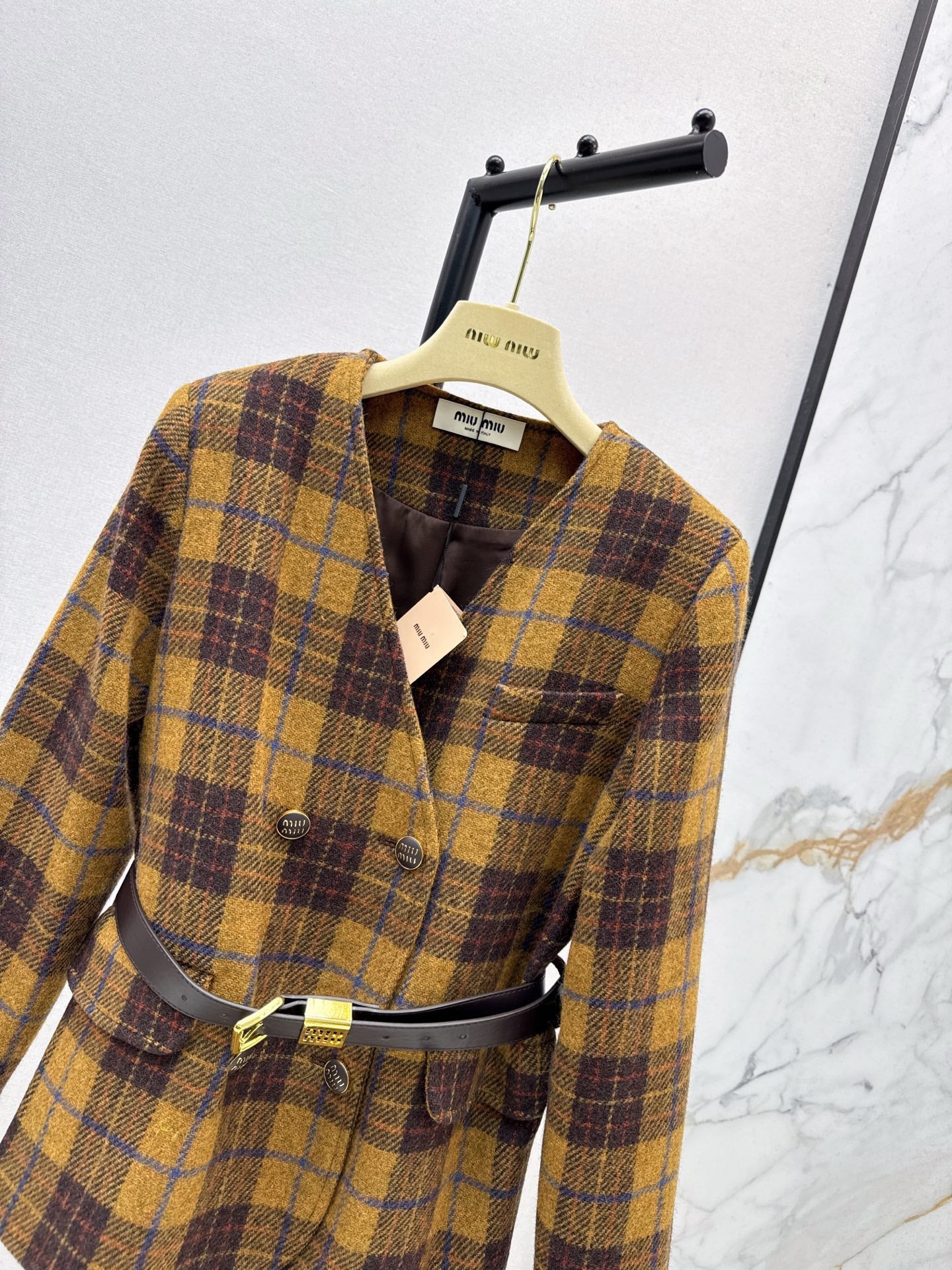 25FW new wool retro plaid jacket
