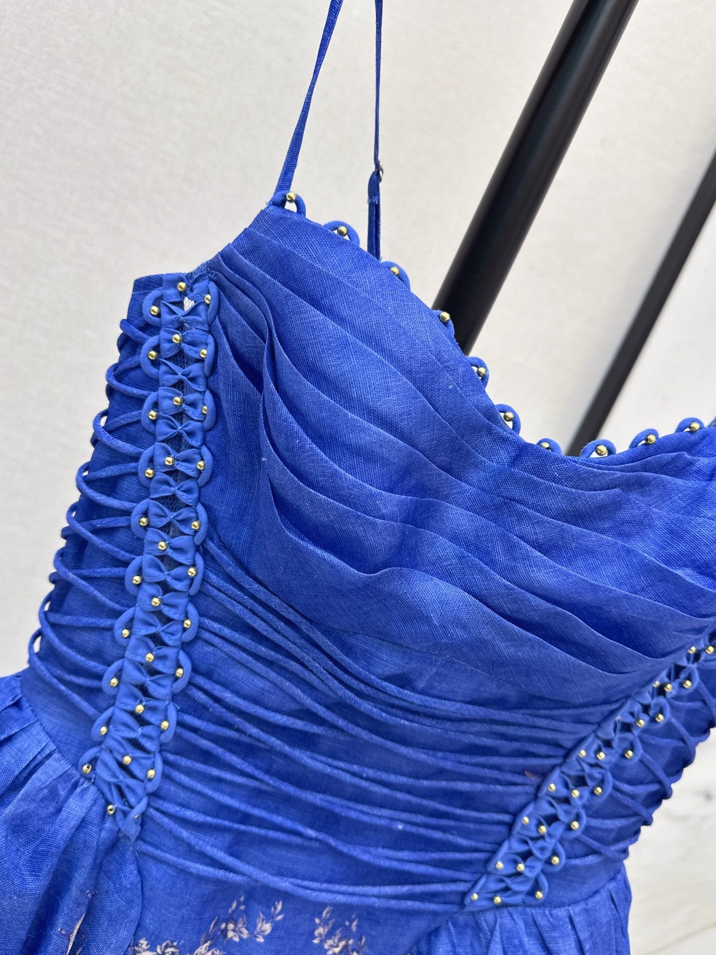 26SS latest resort style nautical blue long suspender dress