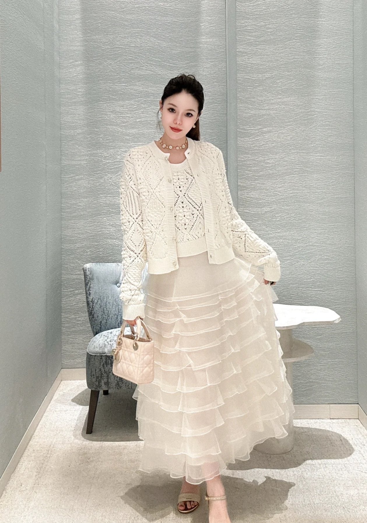 26SS jacquard knit cardigan