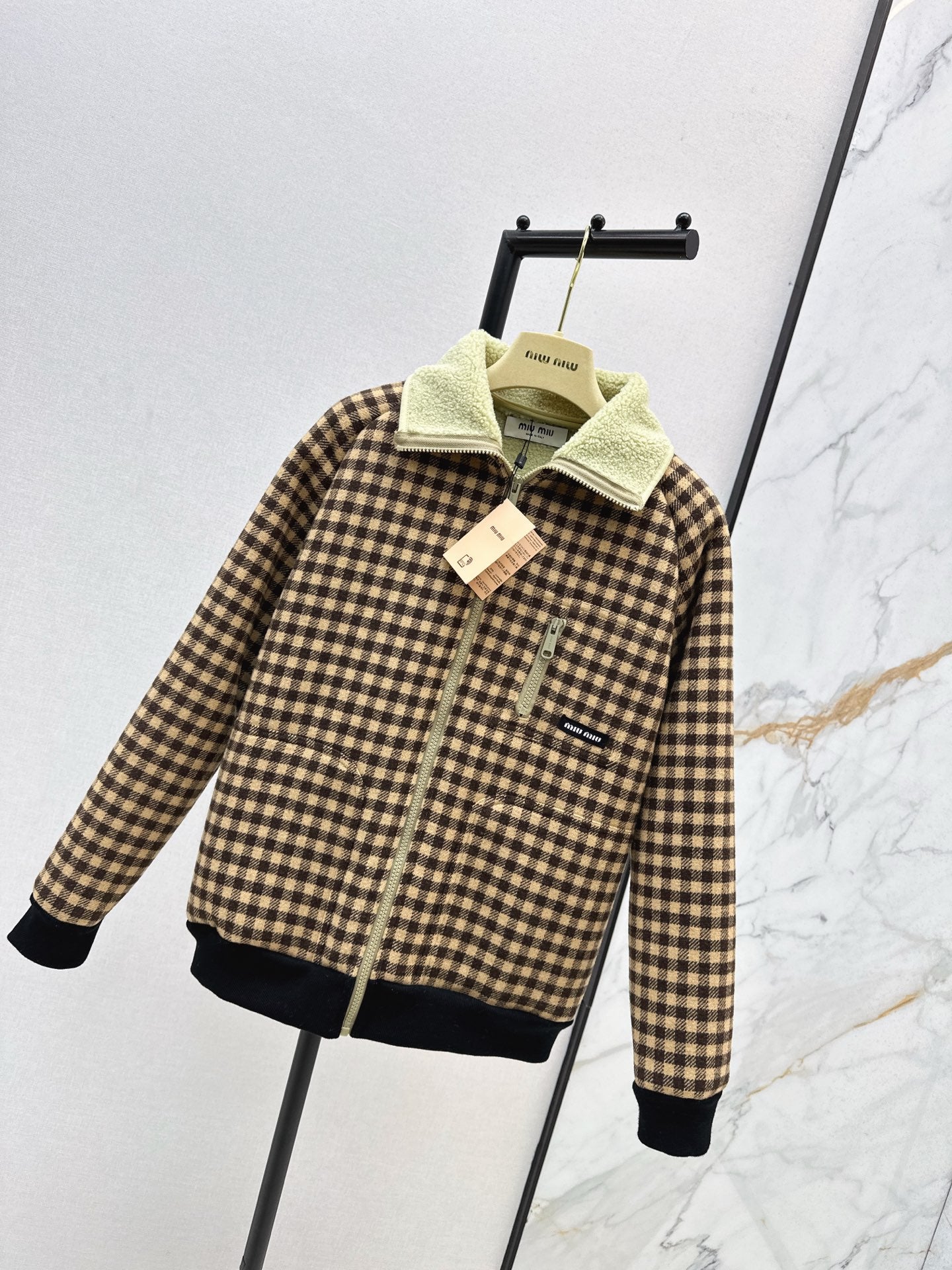 25FW new lamb wool plaid jacket