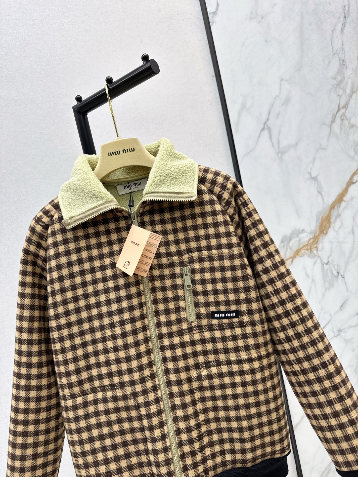 25FW new lamb wool plaid jacket
