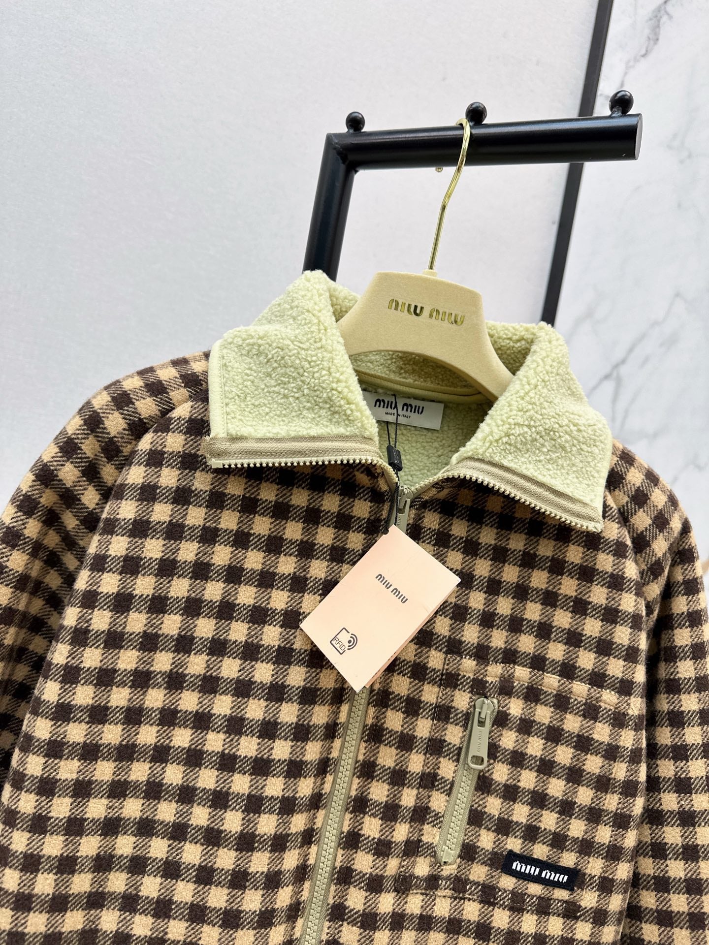 25FW new lamb wool plaid jacket