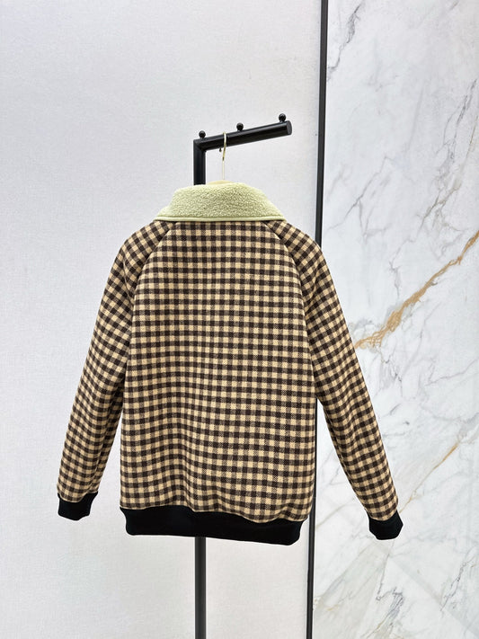 25FW new lamb wool plaid jacket