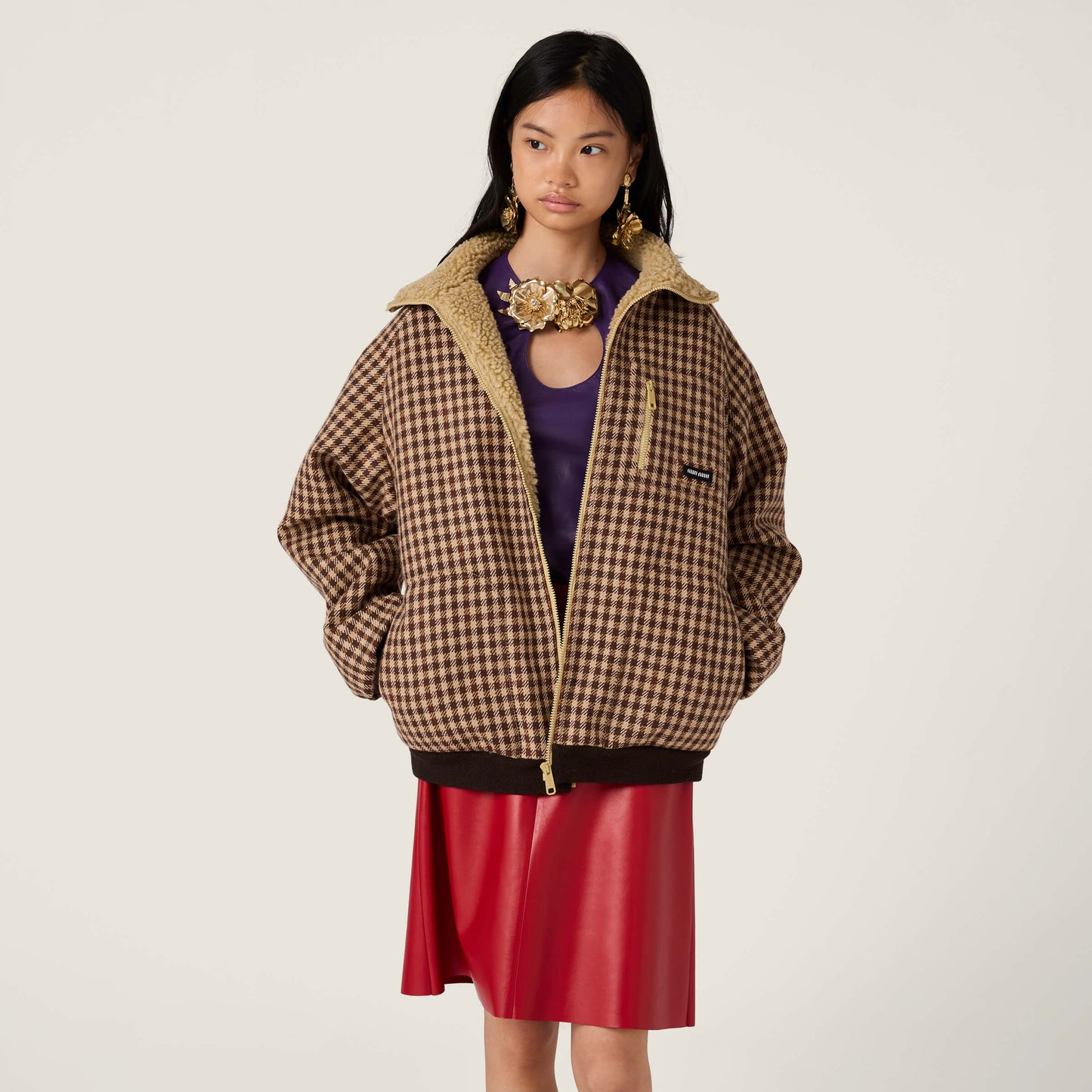 25FW new lamb wool plaid jacket
