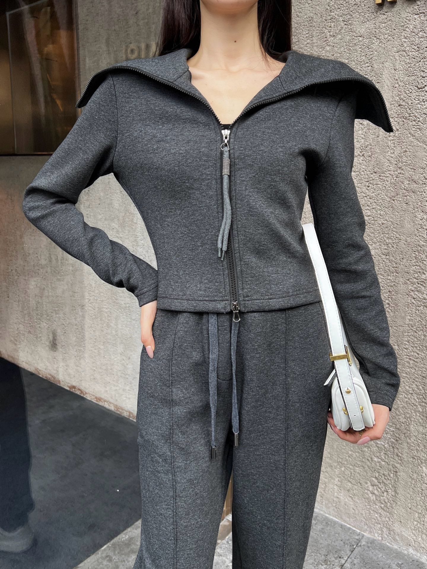 25FW new casual and fashionable zipper design suit