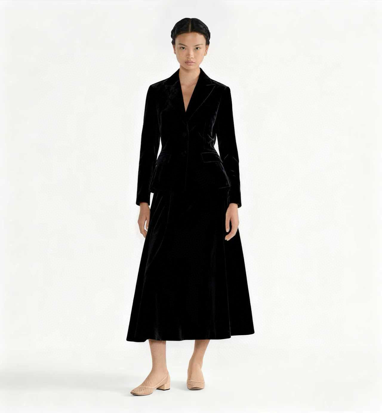 25FW new black velvet skirt