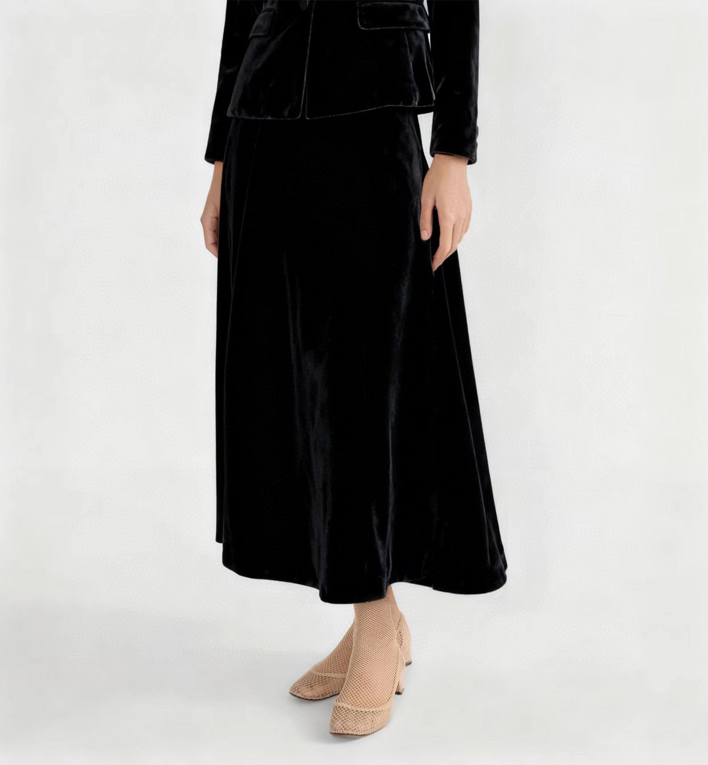 25FW new black velvet skirt
