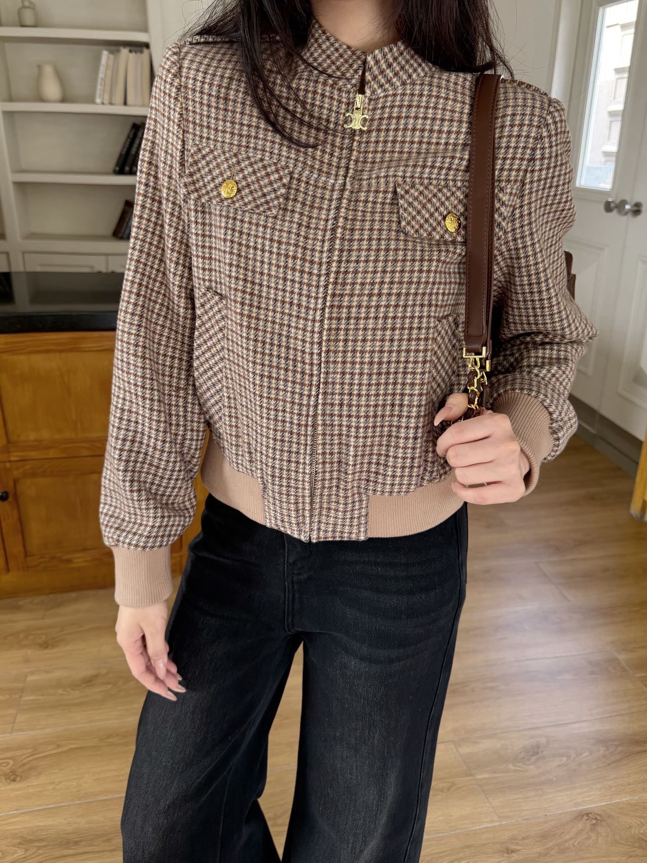 25FW new wool houndstooth jacket