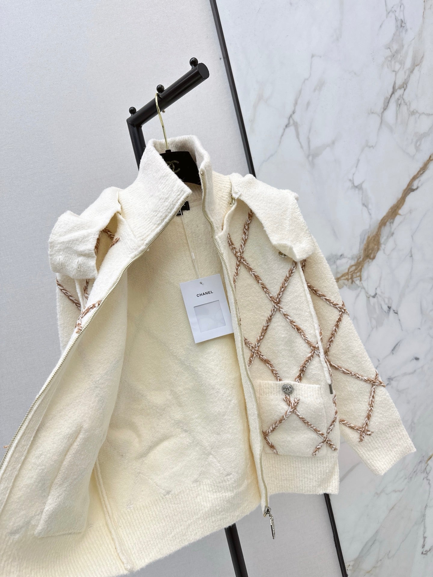 25FW latest ski series hooded rhombus wool jacket