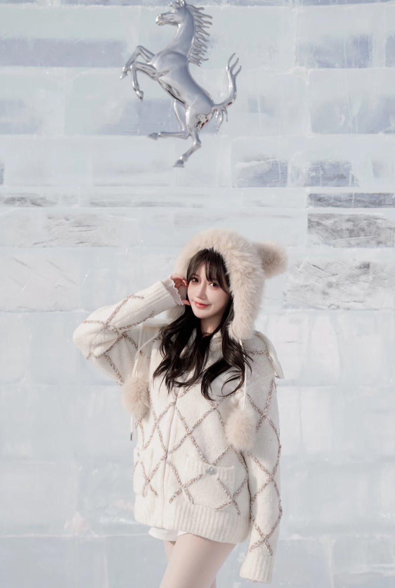 25FW latest ski series hooded rhombus wool jacket