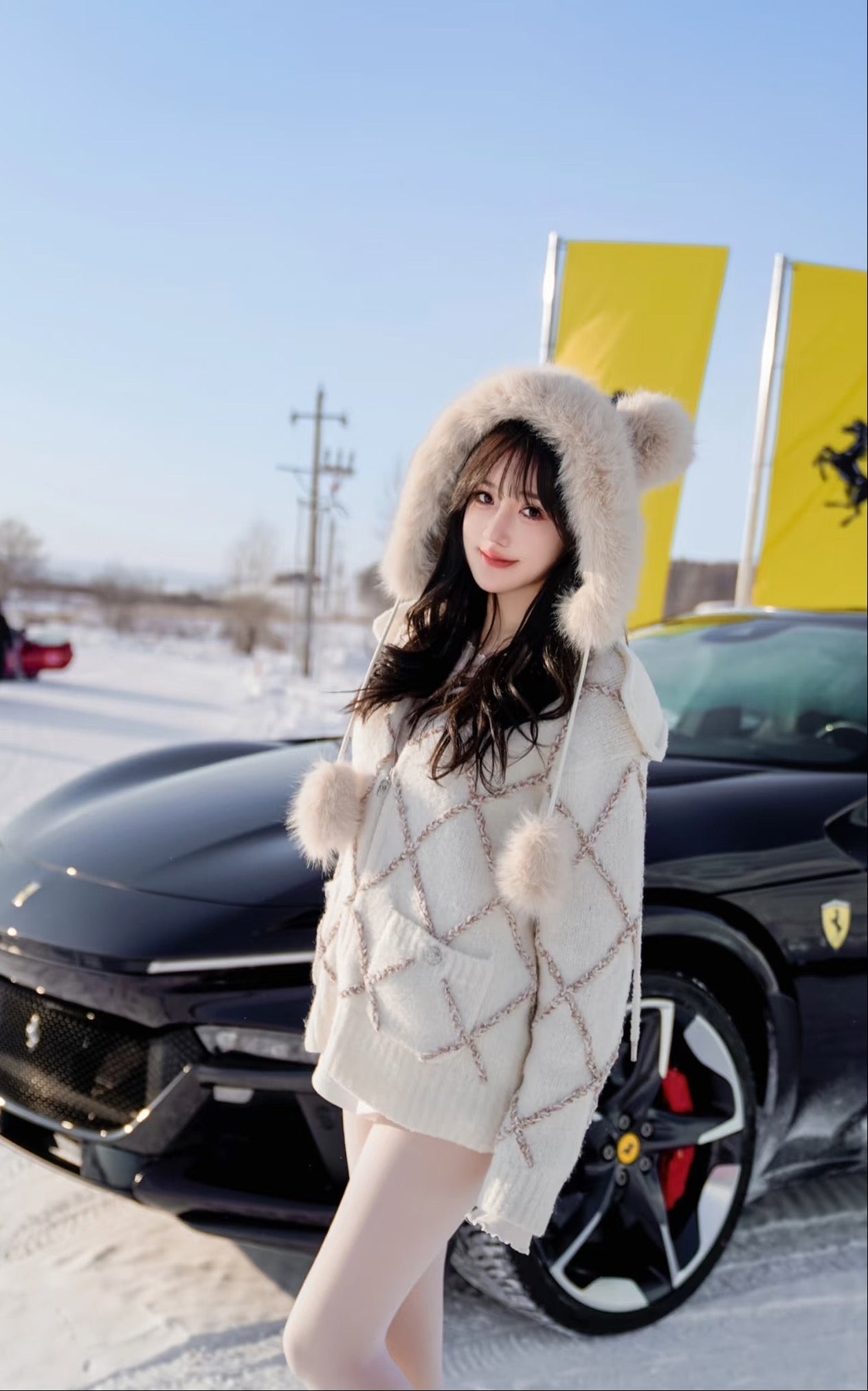 25FW latest ski series hooded rhombus wool jacket