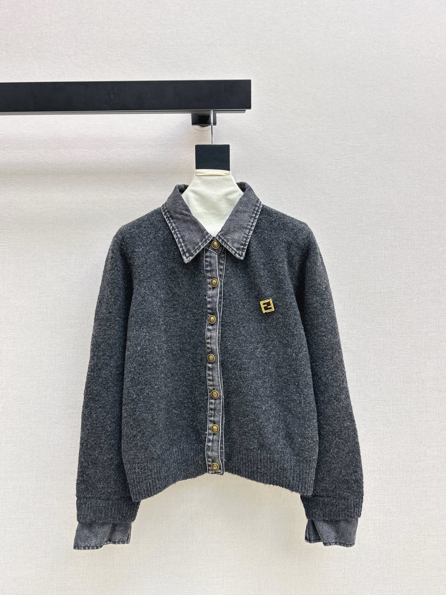 25FW  contrast denim polo sweater