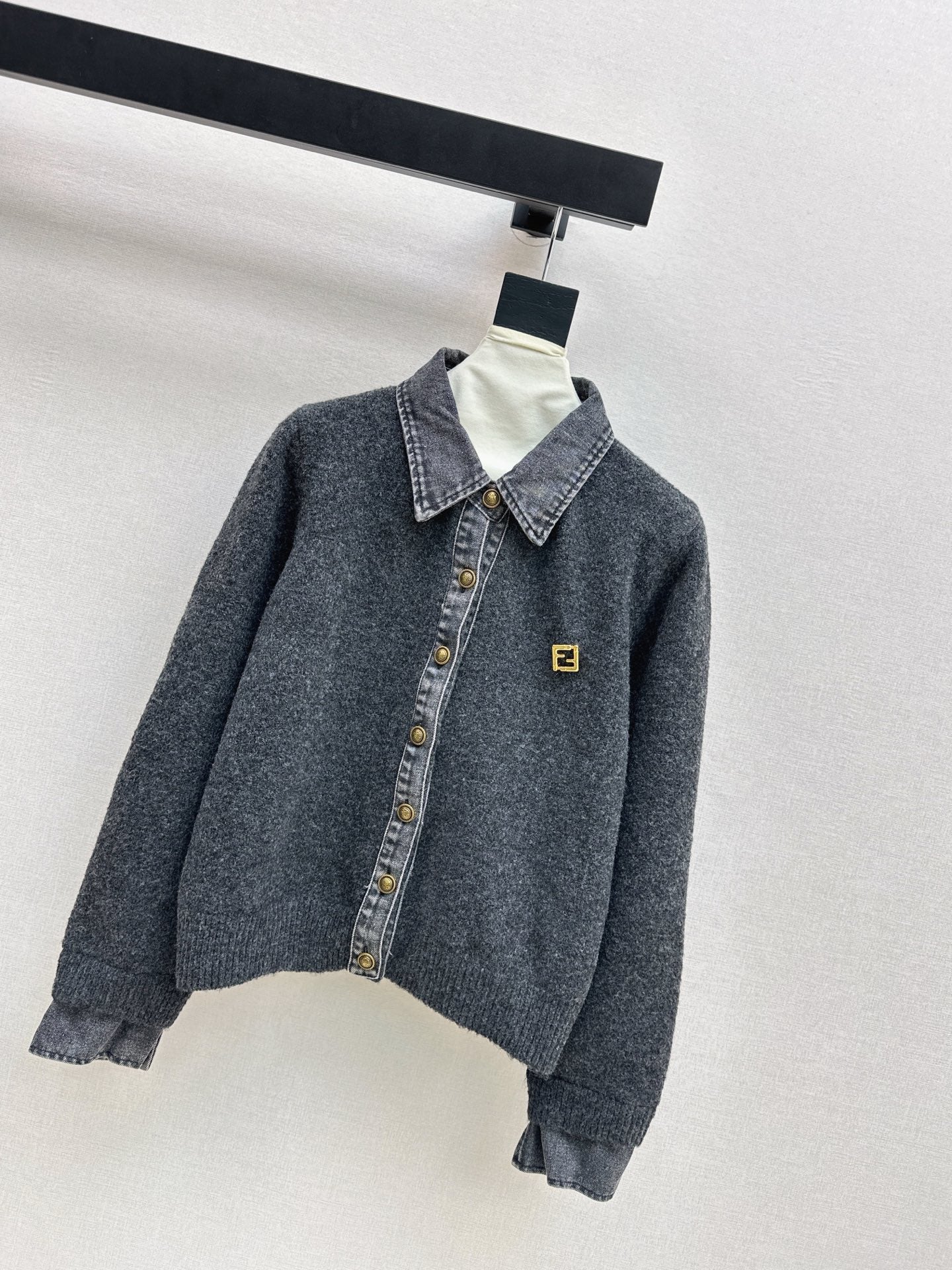25FW  contrast denim polo sweater