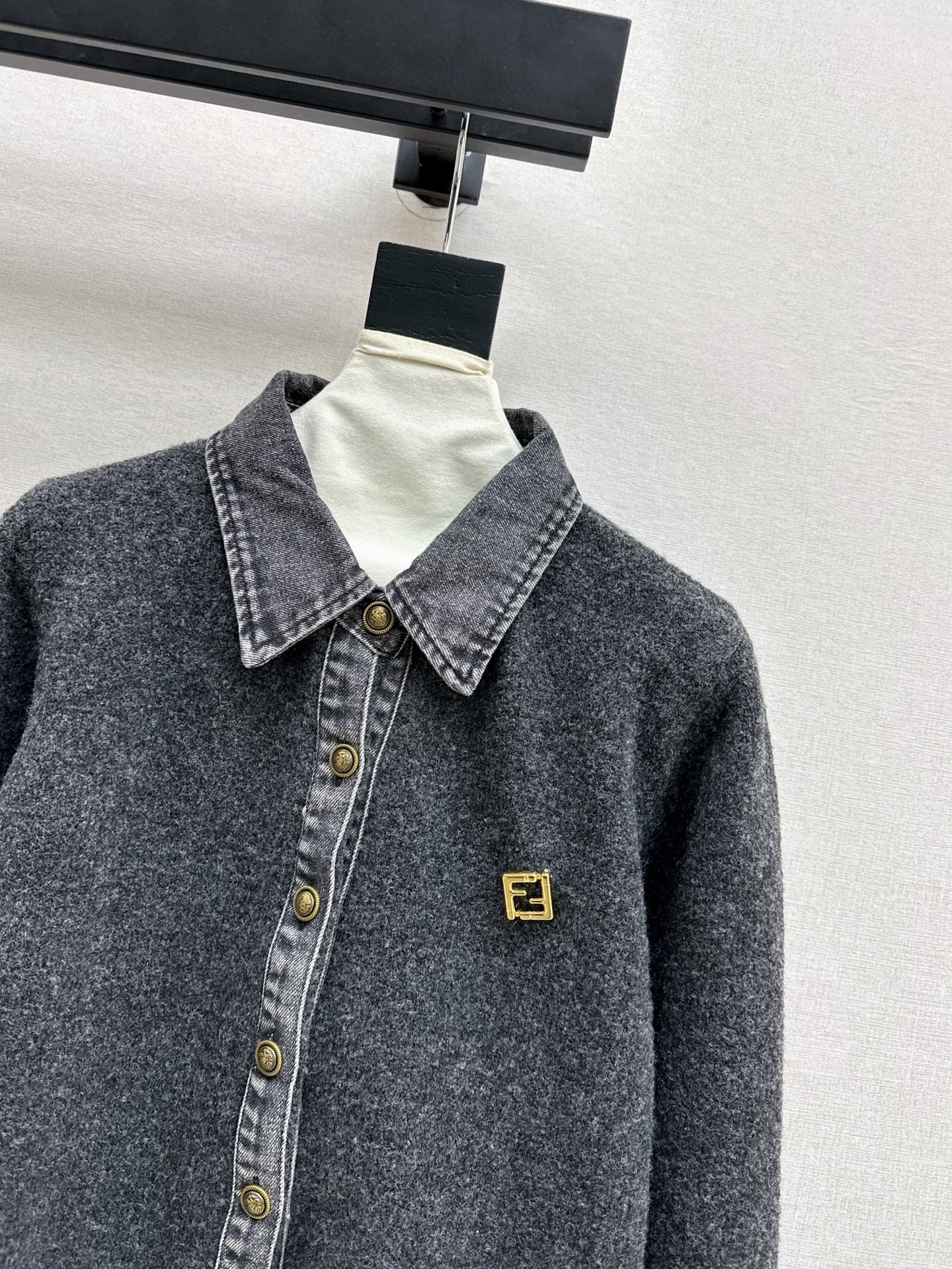 25FW  contrast denim polo sweater