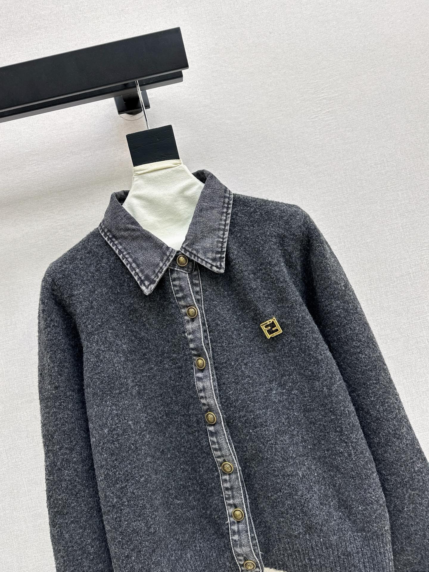25FW  contrast denim polo sweater