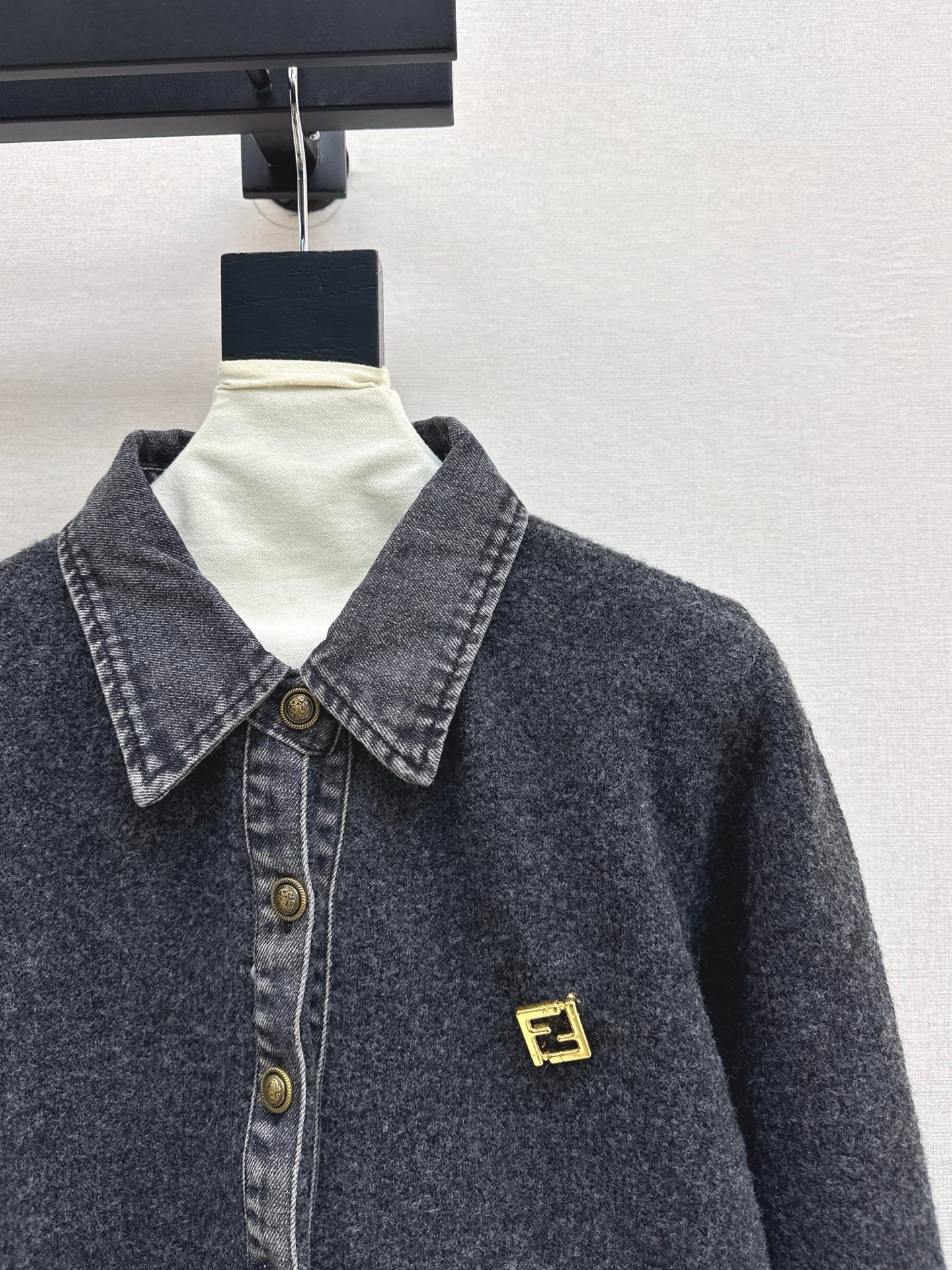 25FW  contrast denim polo sweater