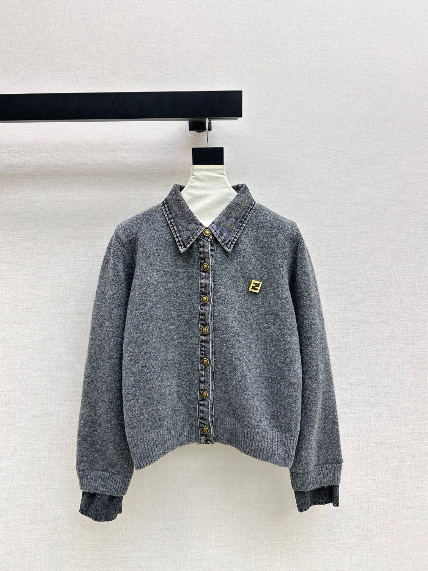 25FW  contrast denim polo sweater