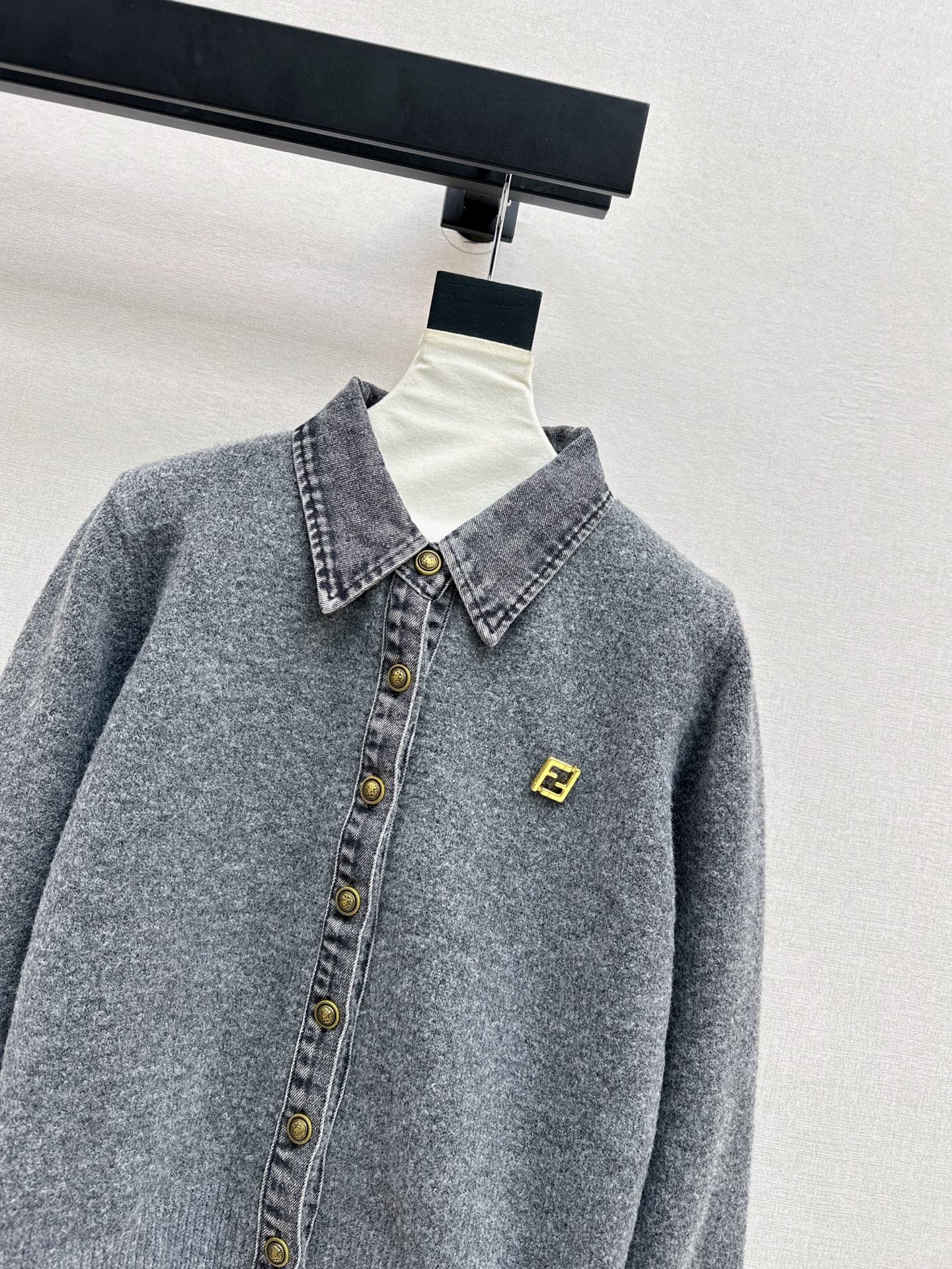 25FW  contrast denim polo sweater