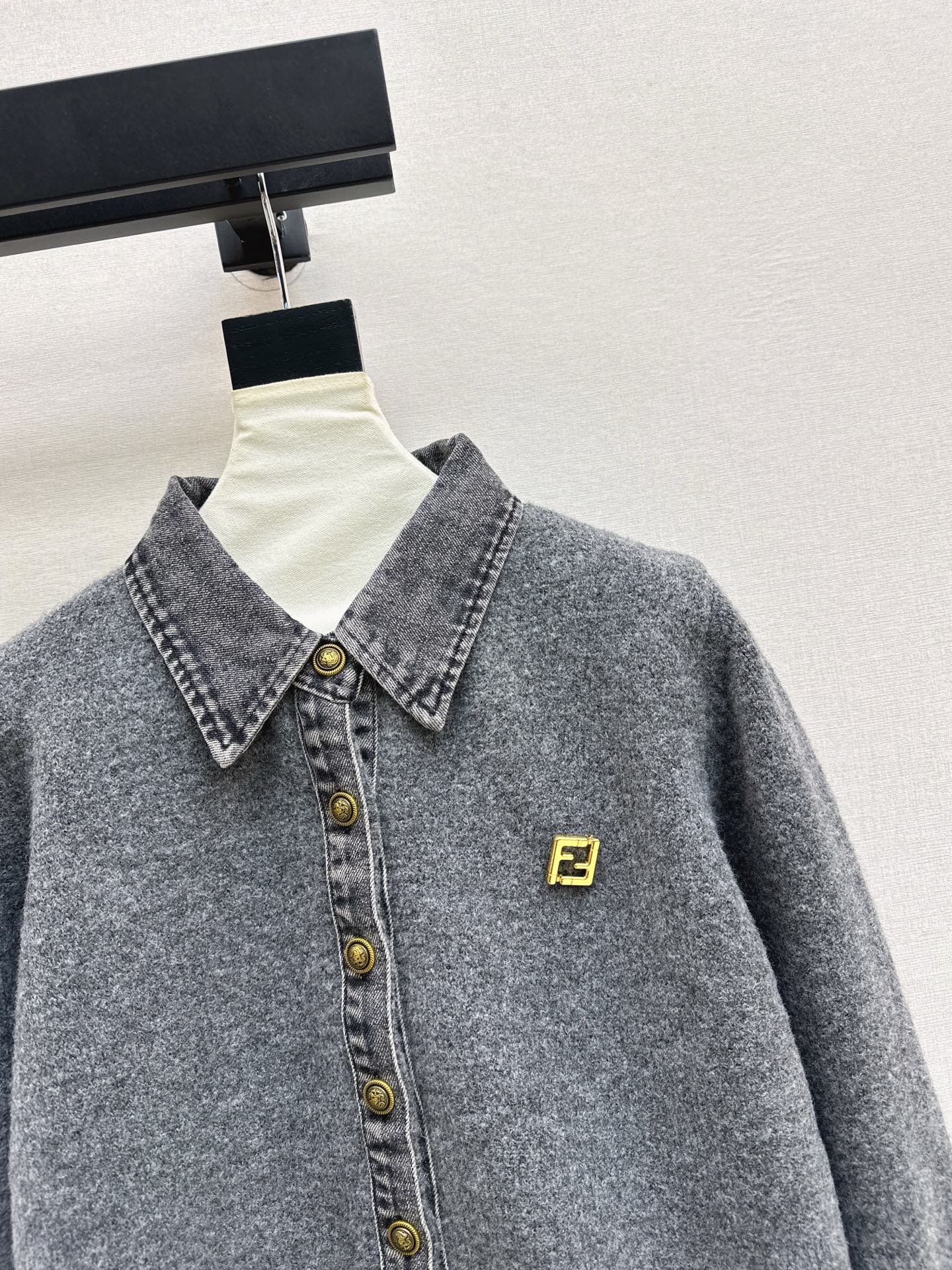 25FW  contrast denim polo sweater