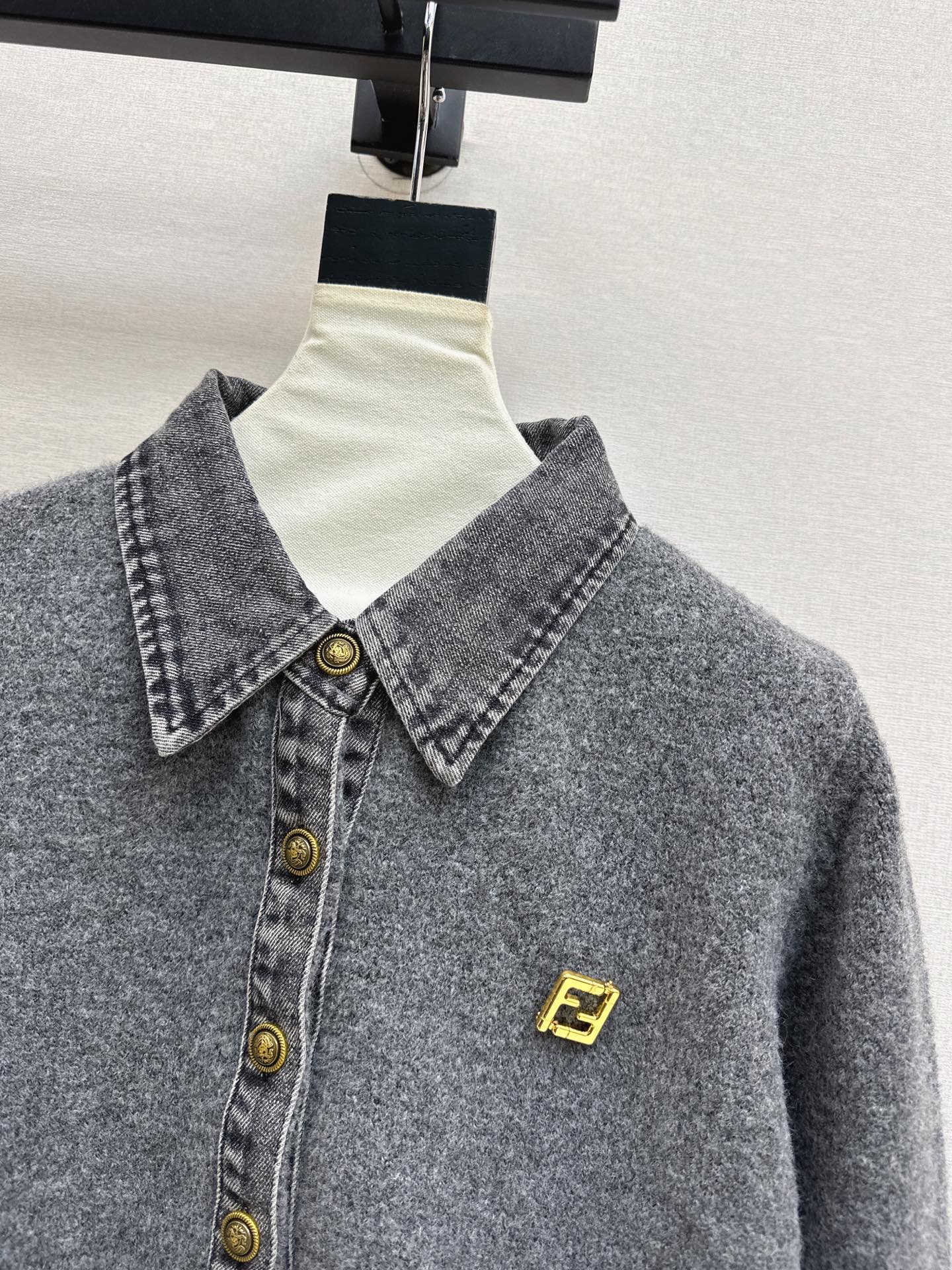 25FW  contrast denim polo sweater