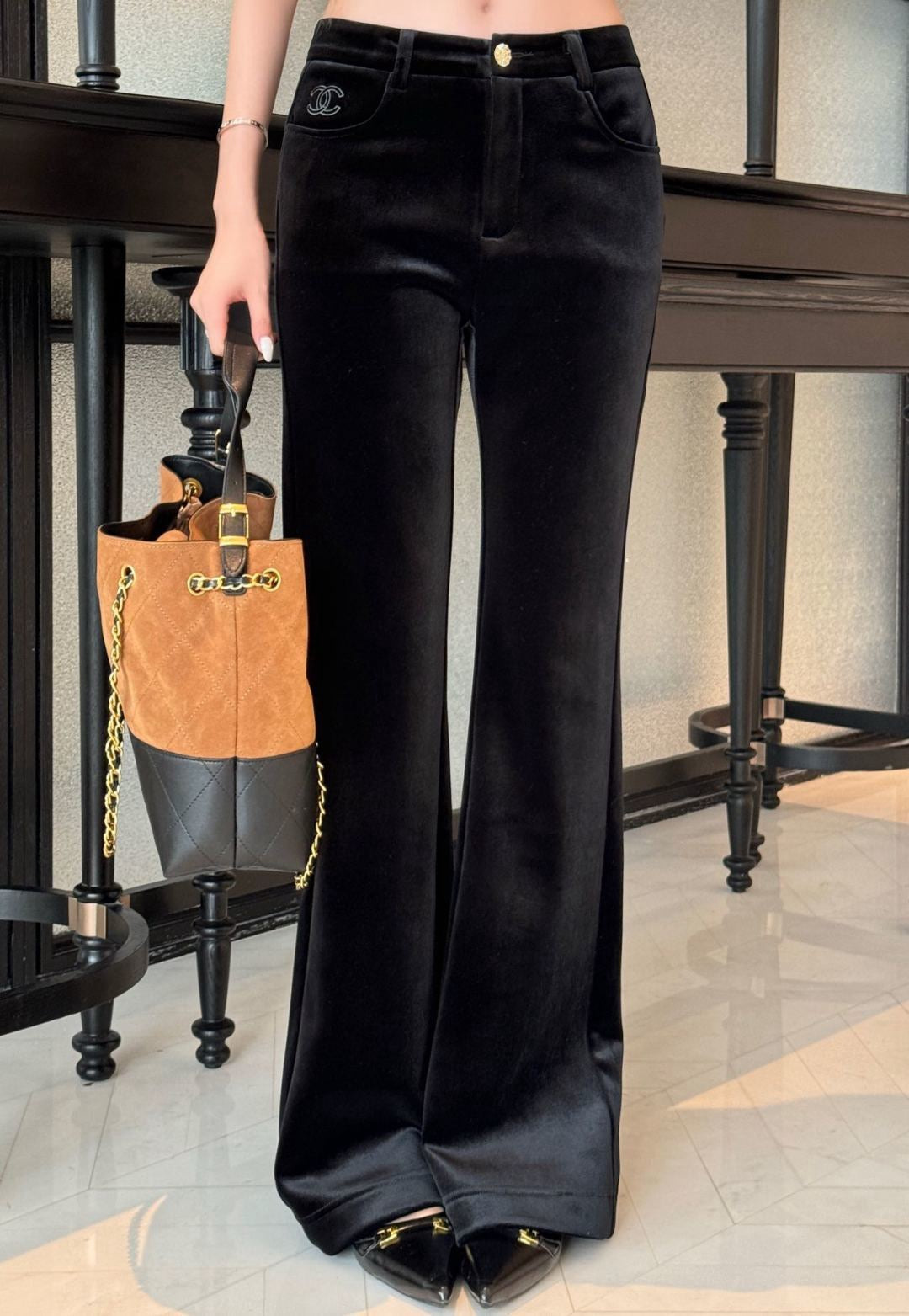 25FW velvet flared pants