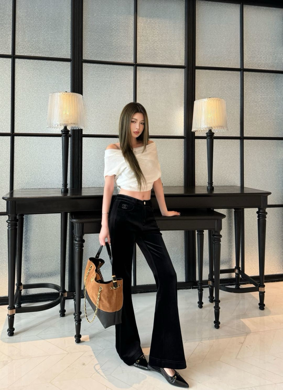 25FW velvet flared pants