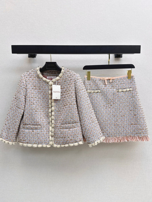 25FW  woven jacket+skirt outfit sets