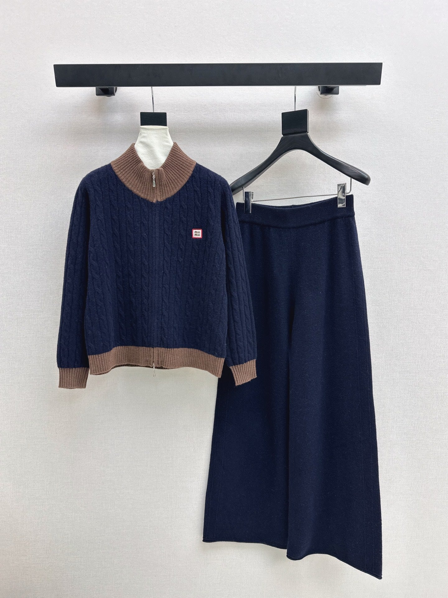 25FW  wool cardigan +wide pants outfit sets