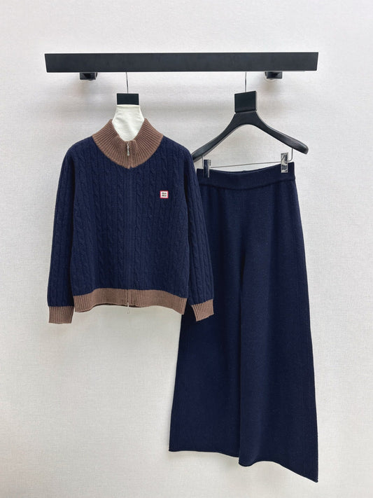 25FW  wool cardigan +wide pants outfit sets