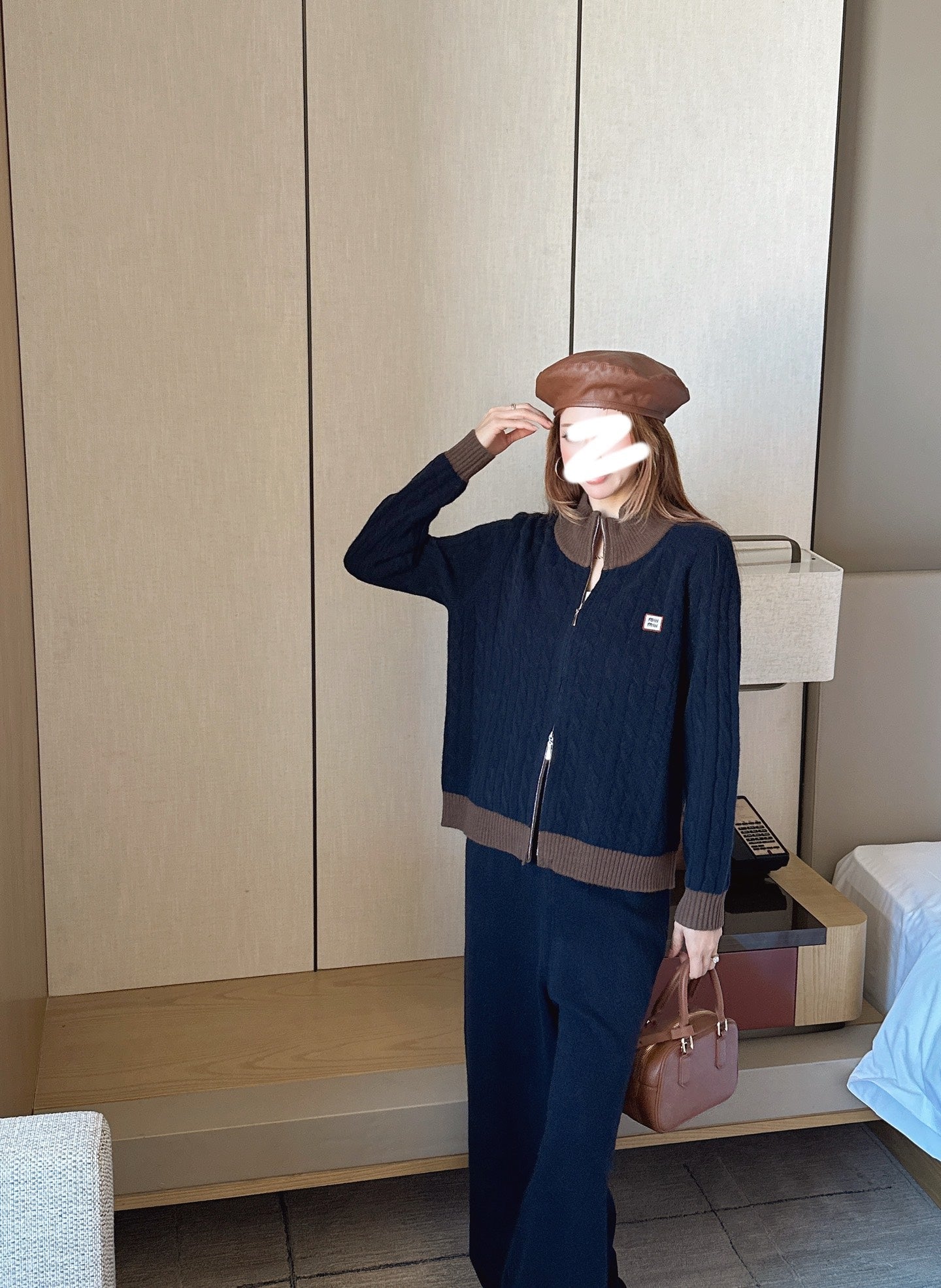 25FW  wool cardigan +wide pants outfit sets