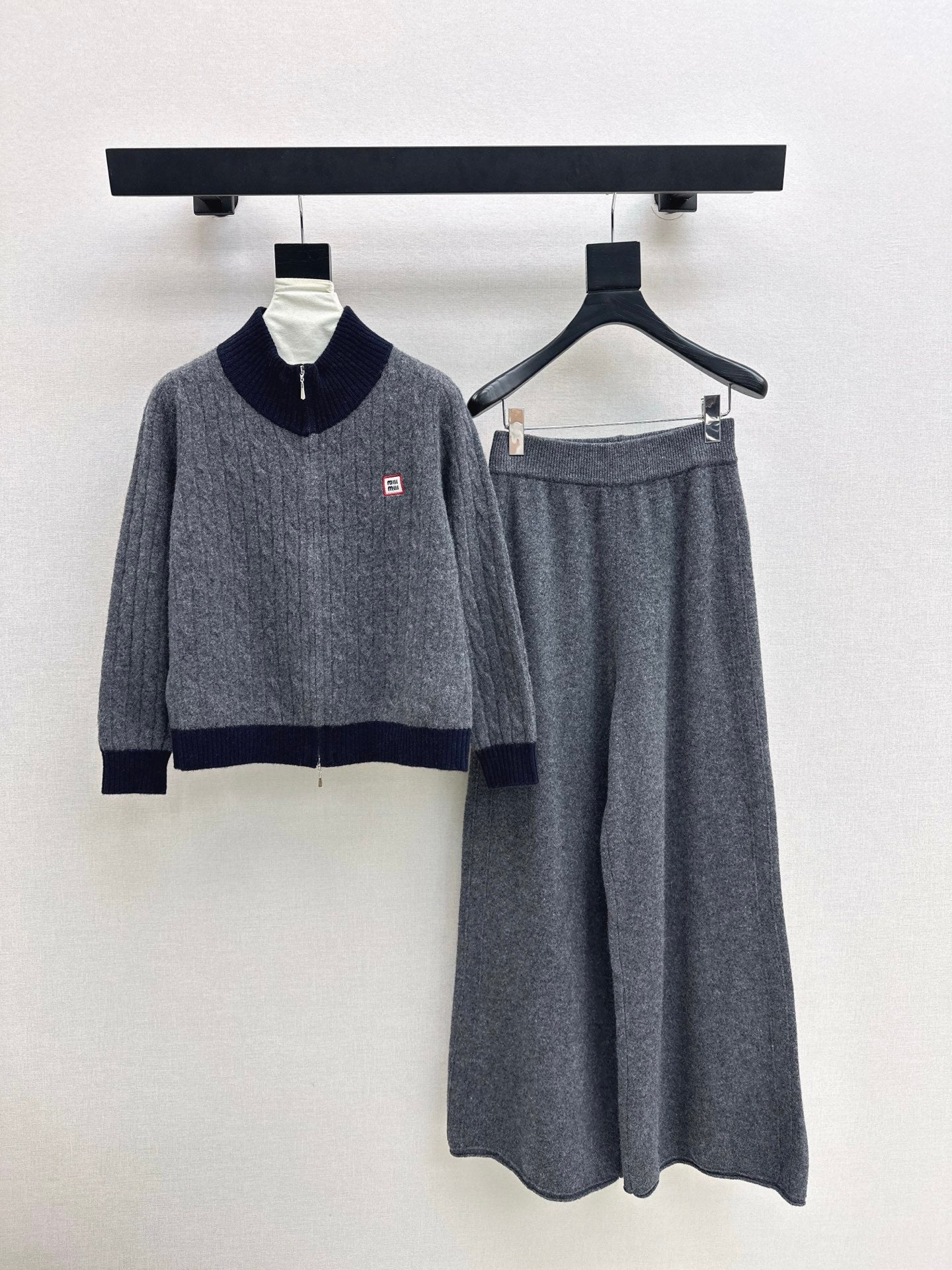25FW  wool cardigan +wide pants outfit sets
