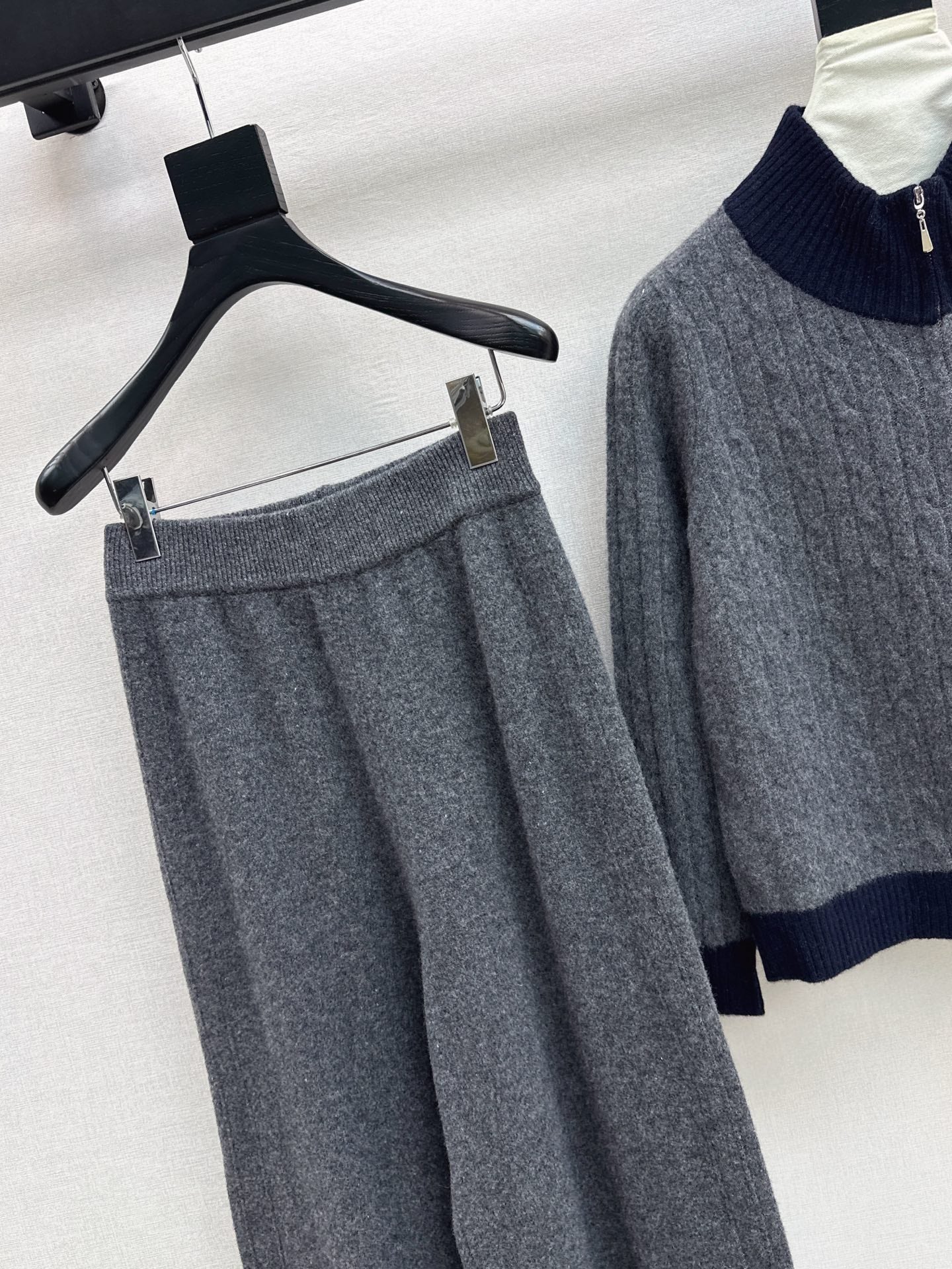 25FW  wool cardigan +wide pants outfit sets