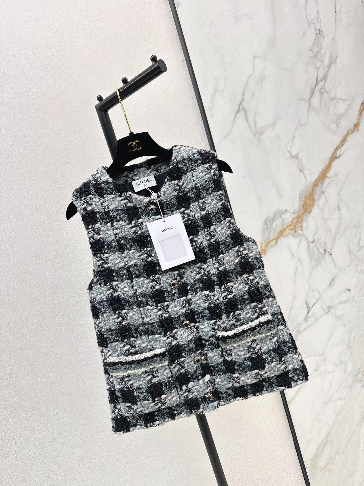 25FW NEW woven check vest