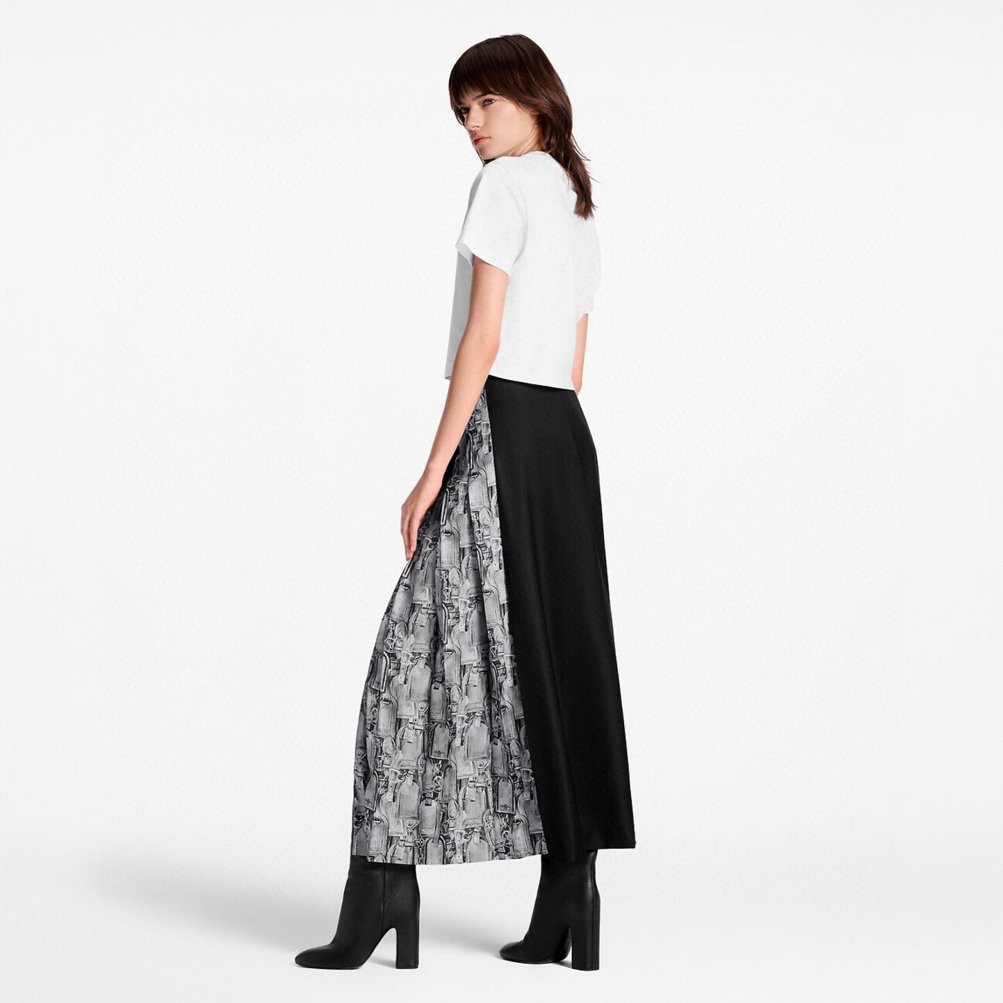 26SS  print pleated skirts