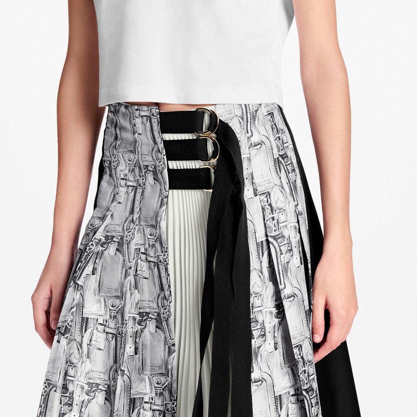 26SS  print pleated skirts