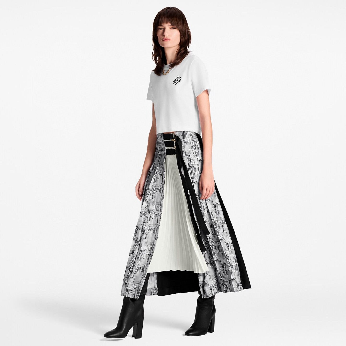 26SS  print pleated skirts