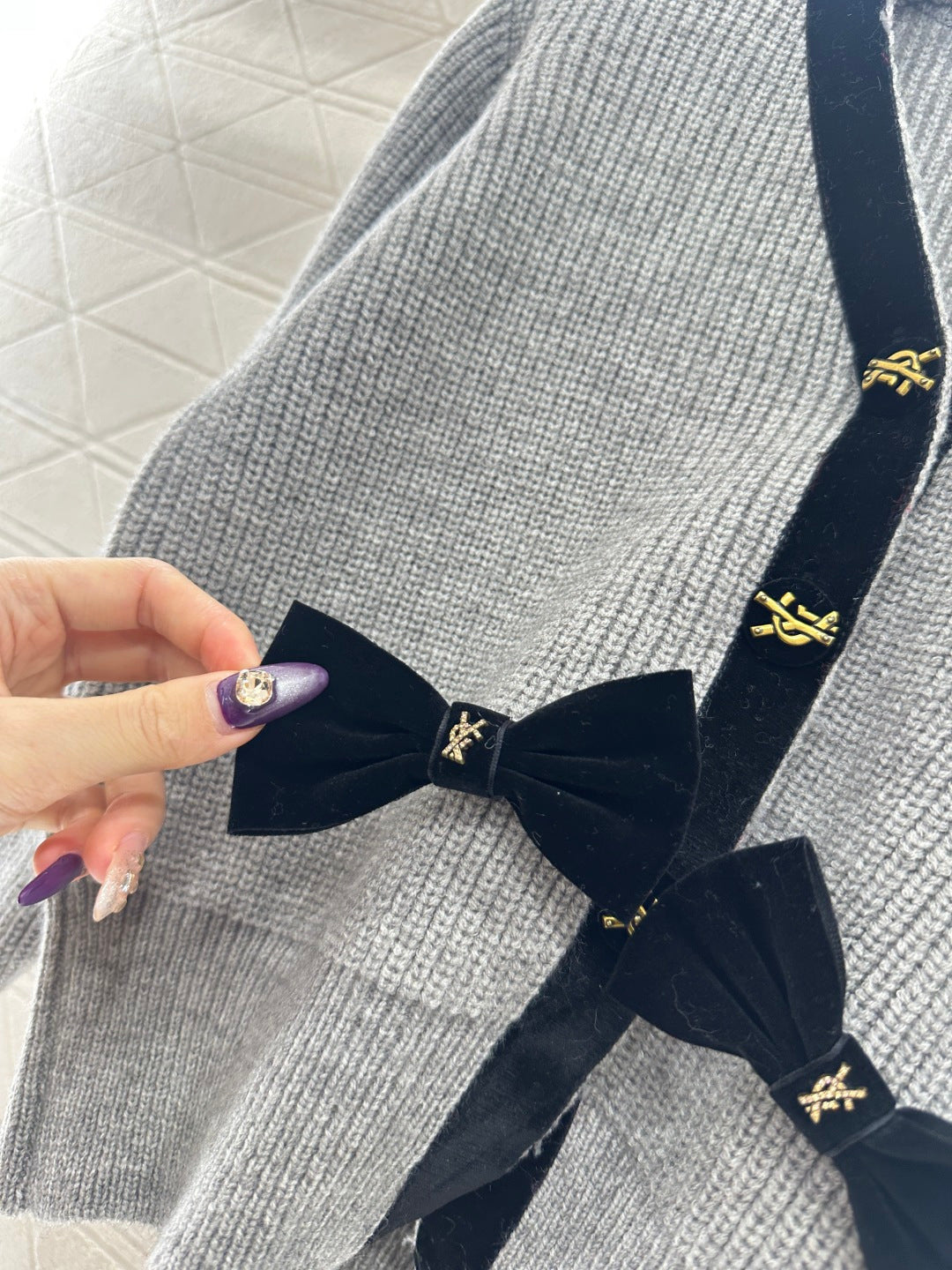 25FW bow knit cardiagn