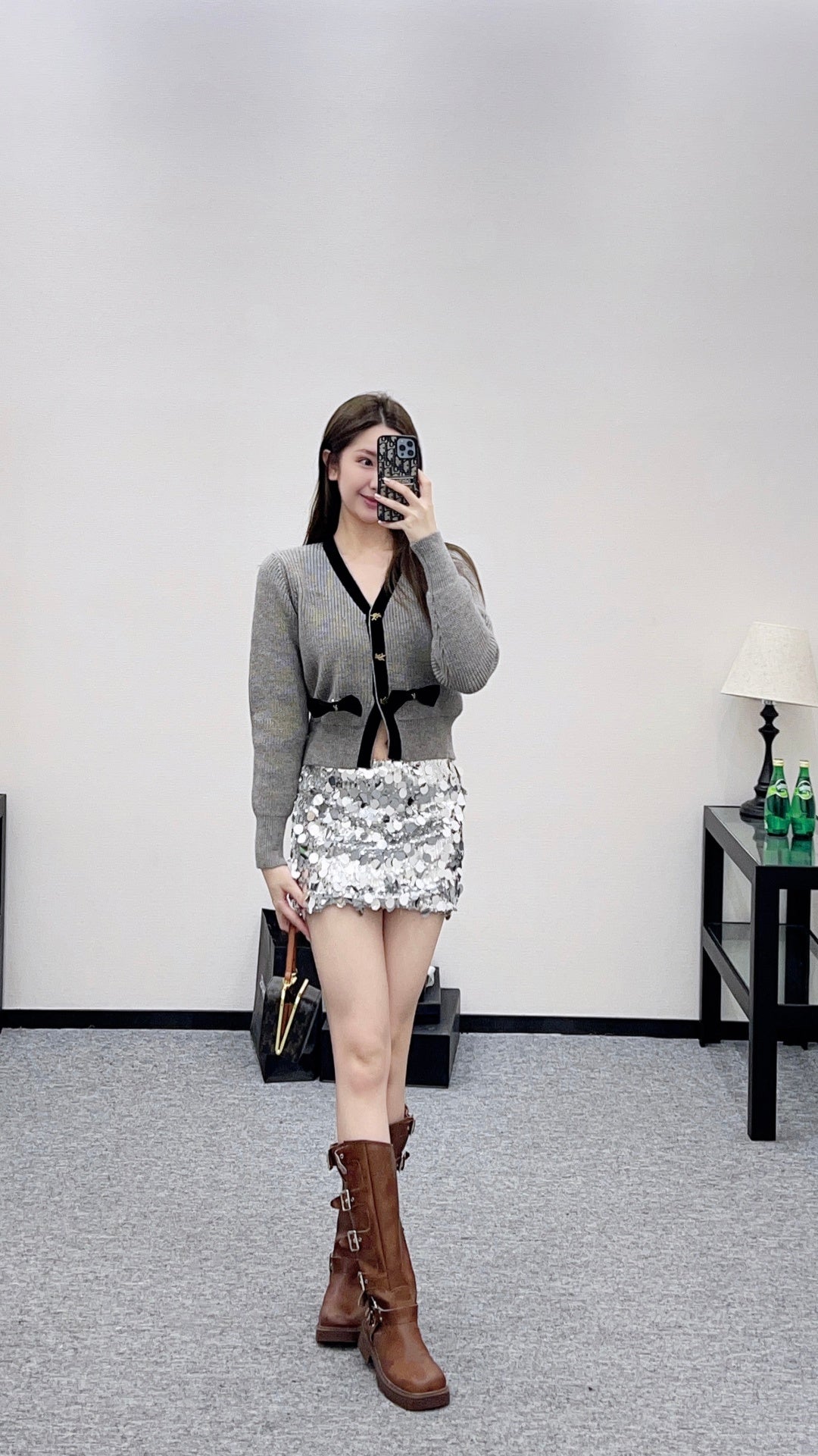 25FW bow knit cardiagn