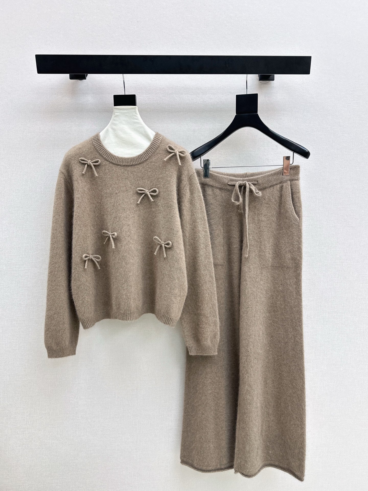 25FW  knit bow sweater+pants outfit sets