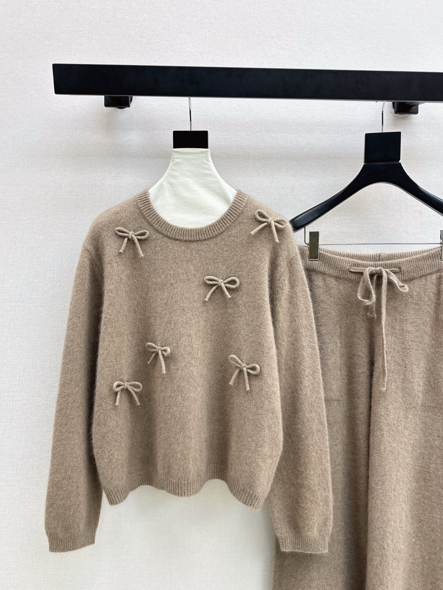 25FW  knit bow sweater+pants outfit sets